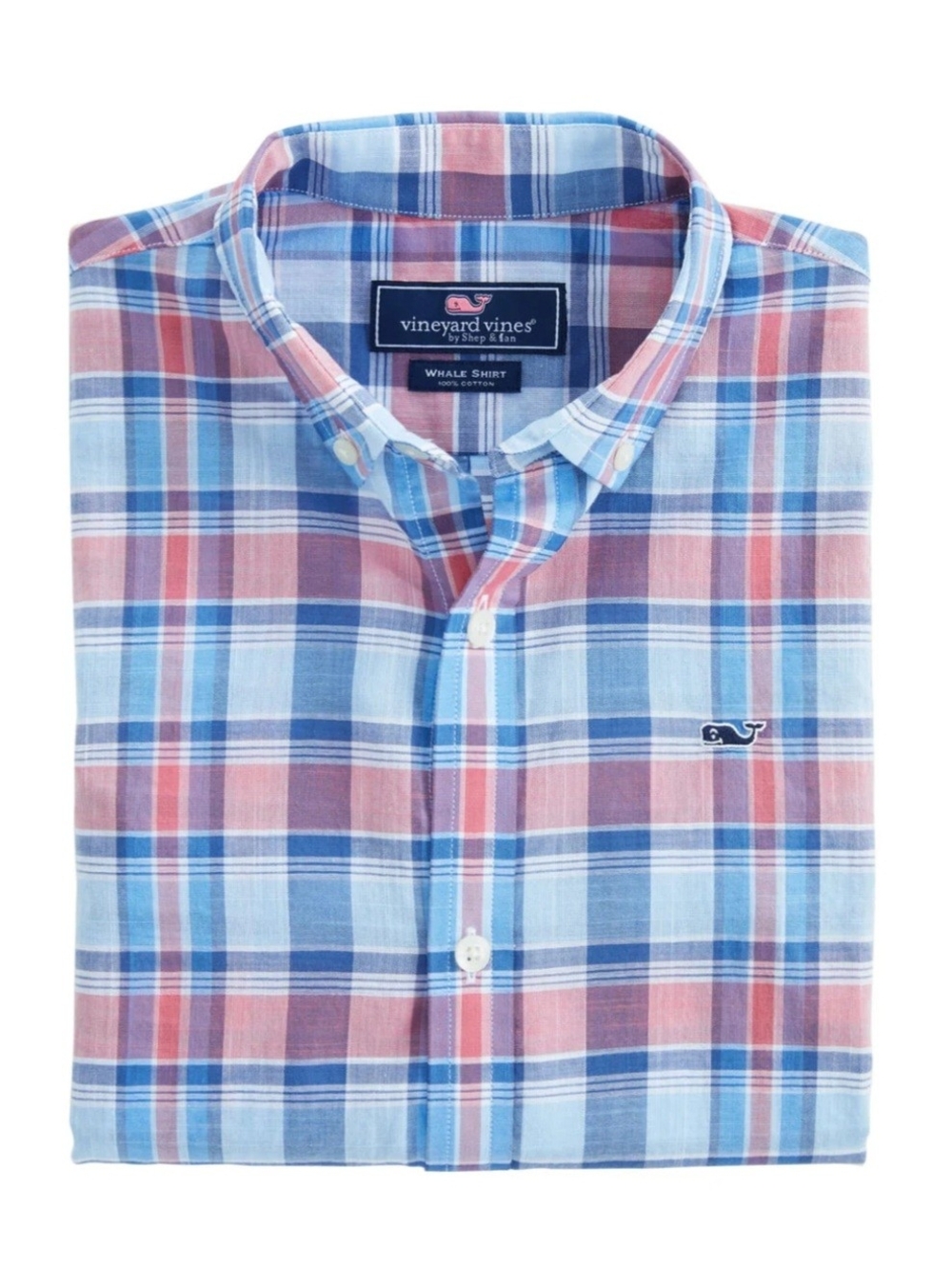 Vineyard Vines Boy's Blue & Pink Plaid Button-Down Shirt